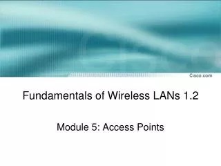 Fundamentals of Wireless LANs 1.2
