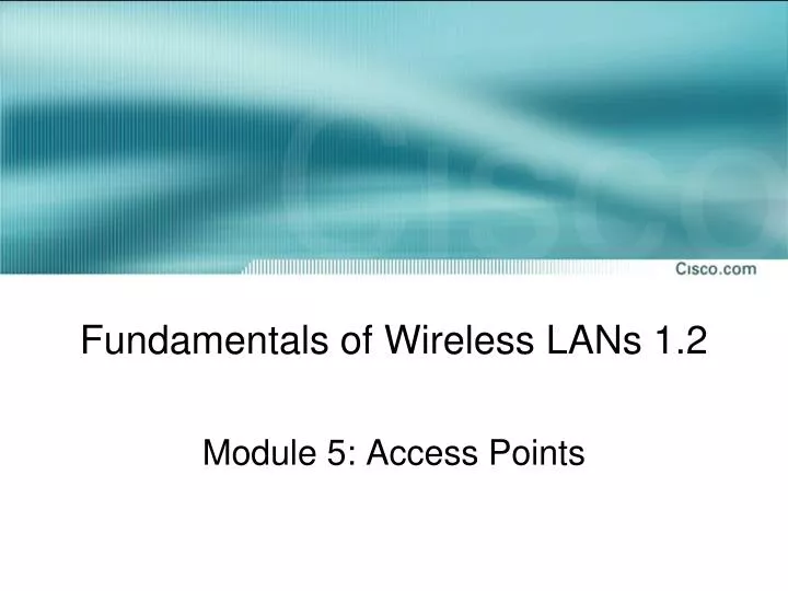 fundamentals of wireless lans 1 2