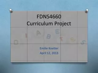 FDNS4660 Curriculum Project