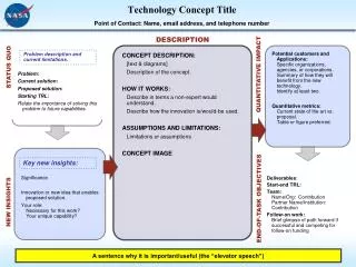 Technology Concept Title Point of Contact: Name, email address, and telephone number