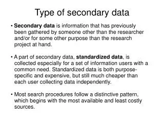Type of secondary data