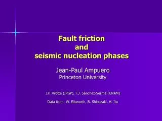 Fault friction and seismic nucleation phases