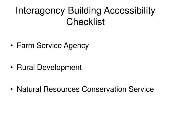 interagency building accessibility checklist