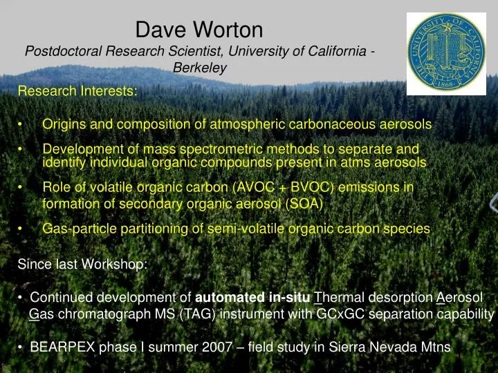 dave worton postdoctoral research scientist university of california berkeley