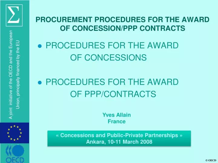 procurement procedures for the award of concession ppp contracts