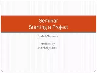 Seminar Starting a Project