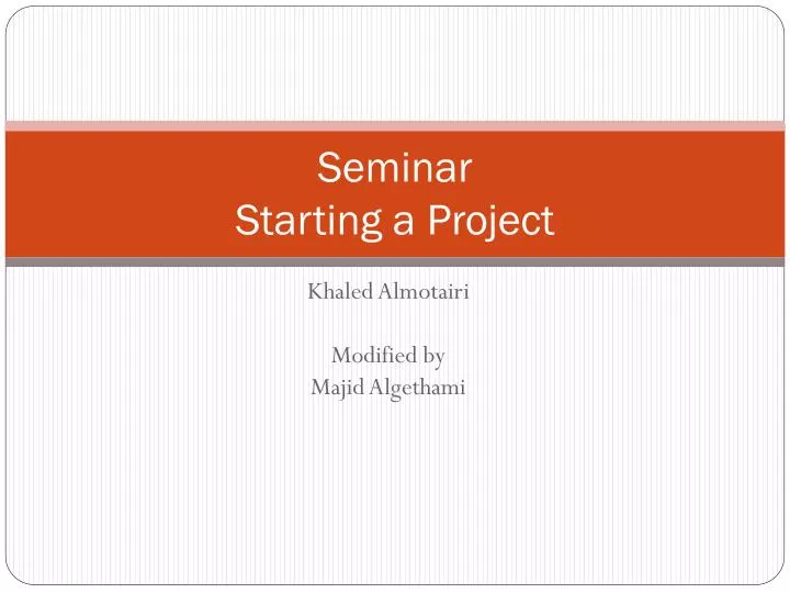 seminar starting a project