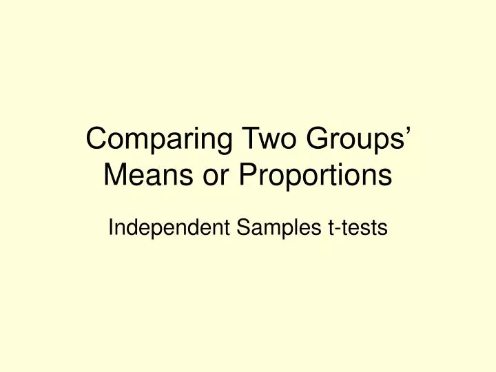 comparing two groups means or proportions