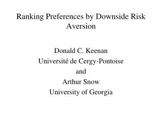 Ranking Preferences by Downside Risk Aversion
