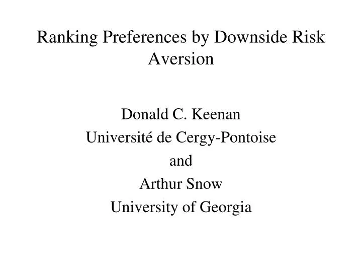 ranking preferences by downside risk aversion