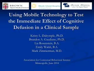 Using Mobile Technology to Test the Immediate Effect of Cognitive Defusion in a Clinical Sample