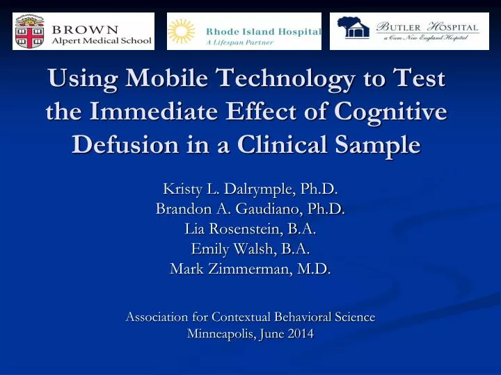 using mobile technology to test the immediate effect of cognitive defusion in a clinical sample