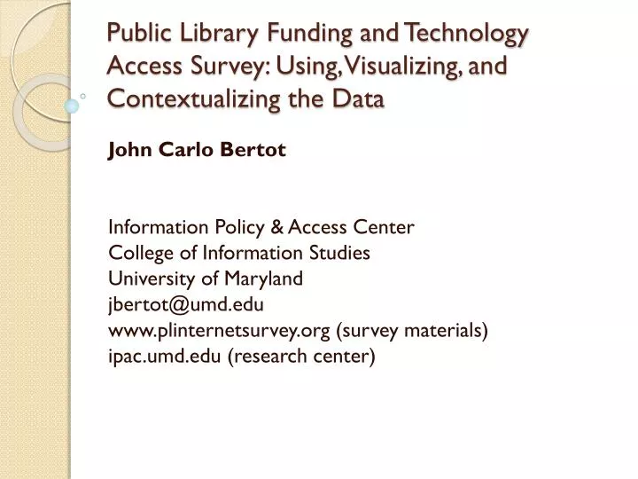 public library funding and technology access survey using visualizing and contextualizing the data