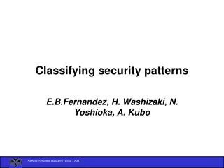 Classifying security patterns