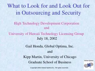 What to Look for and Look Out for in Outsourcing and Security