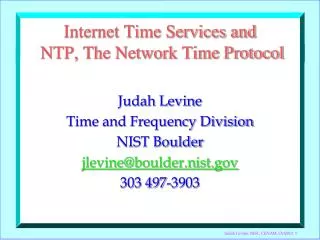 Internet Time Services and NTP, The Network Time Protocol