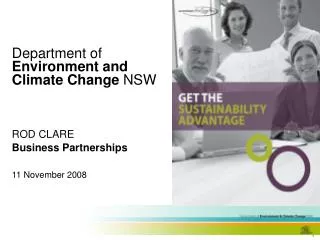 Department of Environment and Climate Change NSW ROD CLARE Business Partnerships 11 November 2008