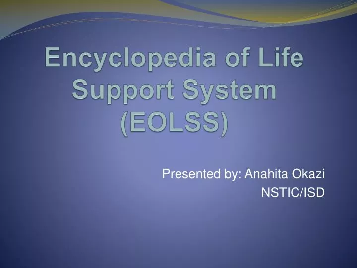 encyclopedia of life support system eolss