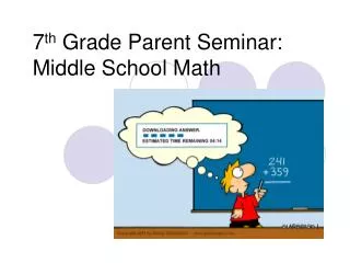 7 th Grade Parent Seminar: Middle School Math