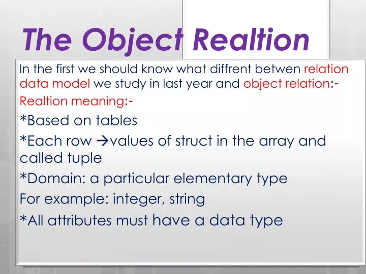 the object realtion
