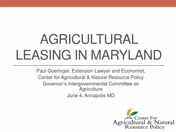 agricultural leasing in maryland