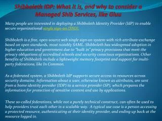 Shibboleth IDP: What it is, and why to consider a Managed Sh