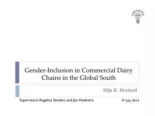 Gender-Inclusion in Commercial Dairy Chains in the Global South