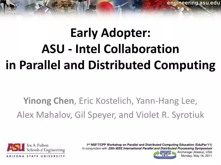 early adopter asu intel collaboration in parallel and distributed computing