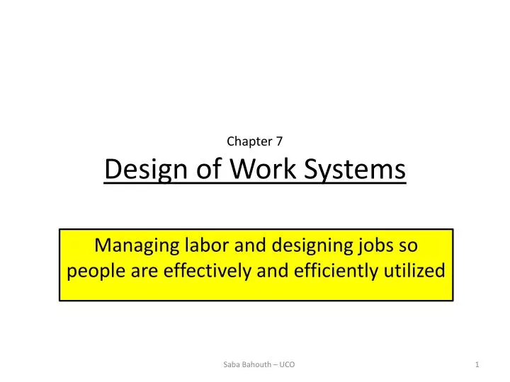 chapter 7 design of work systems