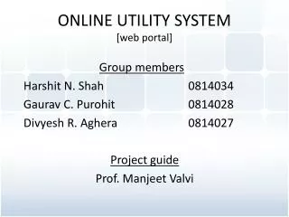 ONLINE UTILITY SYSTEM [web portal]