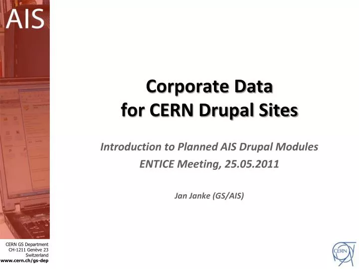 corporate data for cern drupal sites