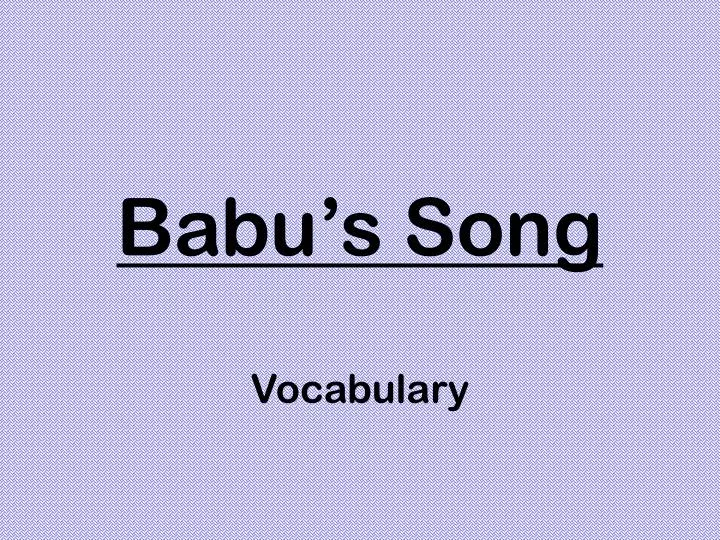 babu s song