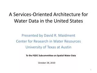 A Services-Oriented Architecture for Water Data in the United States