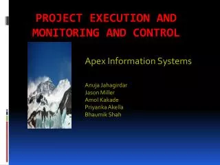 Project Execution and Monitoring and Control