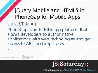 jQuery Mobile and HTML5 in PhoneGap for Mobile Apps