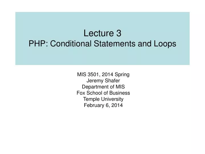 lecture 3 php conditional statements and loops