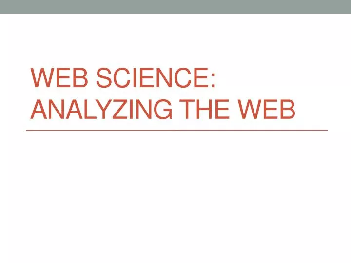 web science analyzing the web