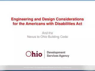 Engineering and Design Considerations for the Americans with Disabilities Act