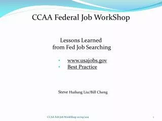 CCAA Federal Job WorkShop Lessons Learned from Fed Job Searching usajobs Best Practice