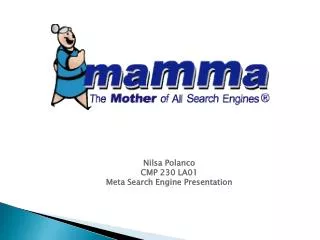 Nilsa Polanco CMP 230 LA01 Meta Search Engine Presentation