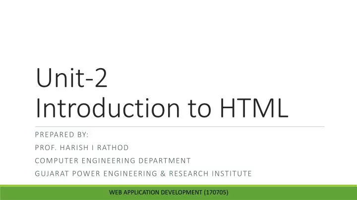 unit 2 introduction to html