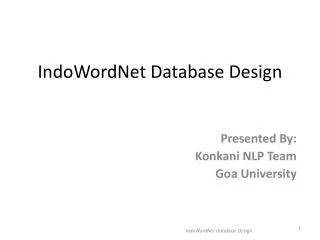 IndoWordNet Database Design