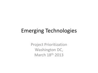 Emerging Technologies