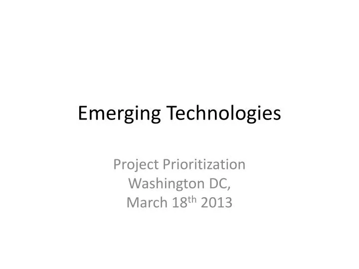 emerging technologies