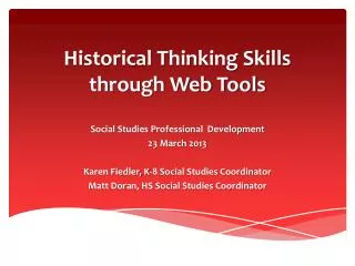 Historical Thinking Skills through Web Tools