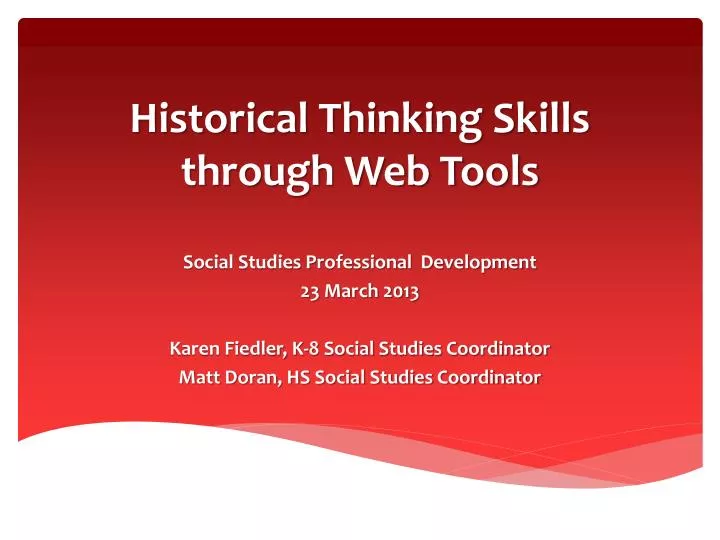 historical thinking skills through web tools
