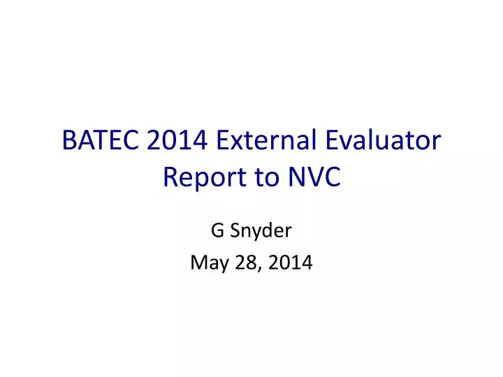 batec 2014 external evaluator report to nvc