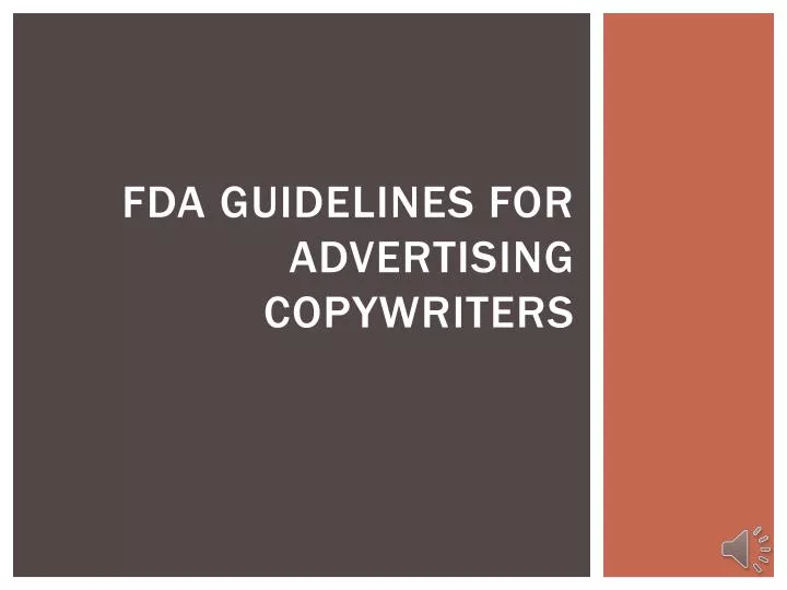 fda guidelines for advertising copywriters