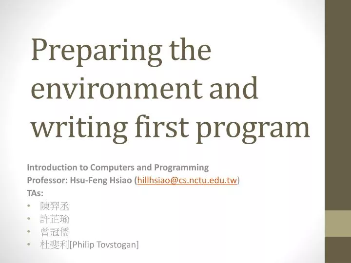 preparing the environment and writing first program