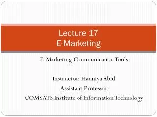 Lecture 17 E-Marketing